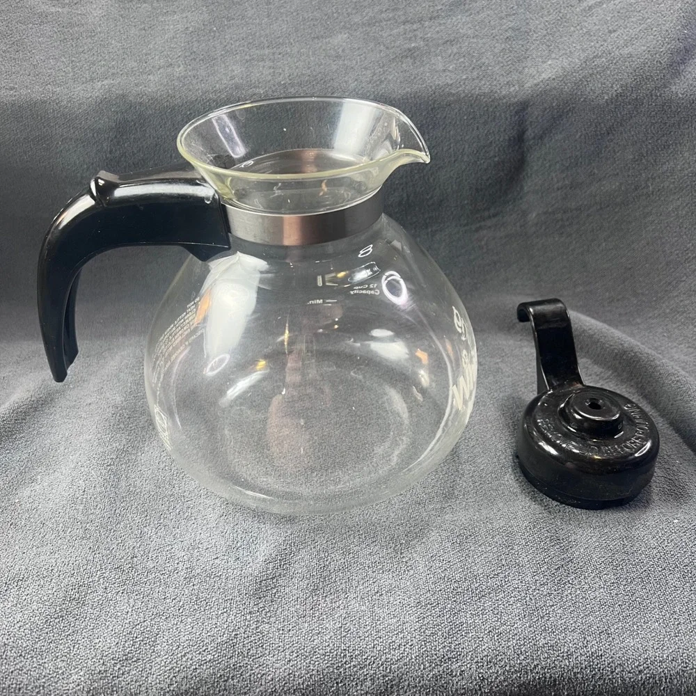 Medelco Cafe Brew Whistling Kettle Schott Duran Glass 12 Cup WK112 Germany Clear
